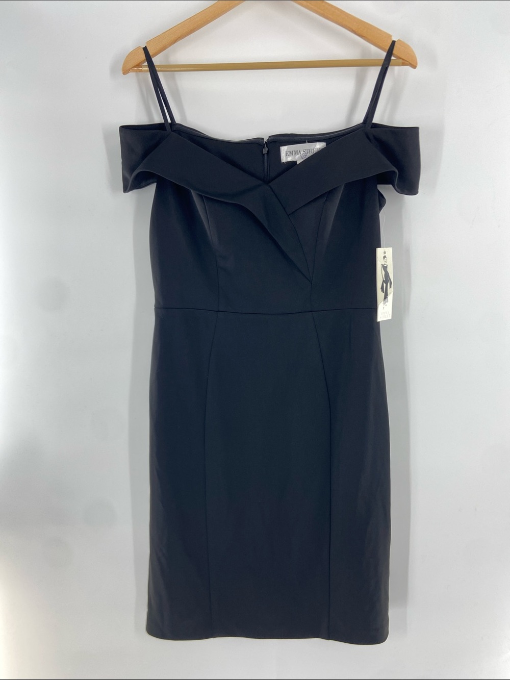 Emma Street Black Off the Shoulder Mini Dress Size 6 NWT